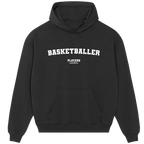 Basketballer hoodie – red men's hoodie with white Basketballer letters and Players Couture logo on the chest