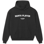 Darts Player hoodie – grey men's hoodie with black Darts Player letters and Players Couture logo on the chest