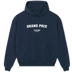 Grand Prix hoodie – red men's hoodie with white Grand Prix letters and Players Couture logo on the chest