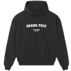 Grand Prix hoodie – grey men's hoodie with black Grand Prix letters and Players Couture logo on the chest