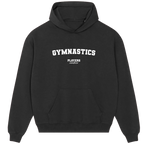 Gymnastics hoodie – navy men's hoodie with white Gymnastics letters and Players Couture logo on the chest