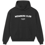 Members Club hoodie – black men's hoodie with white Members Club letters and Players Couture logo on the chest