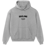 Sailing hoodie – black men's hoodie with white Sailing letters and Players Couture logo on the chest