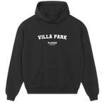 Villa Park hoodie – black men's hoodie with white Villa Park letters and Players Couture logo on the chest