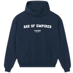 Age Of Empires hoodie – grey men's hoodie with black Age Of Empires letters and Players Couture logo on the chest