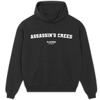 Assassin’s Creed hoodie – red men's hoodie with white Assassin’s Creed letters and Players Couture logo on the chest