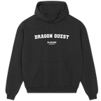 Dragon Quest hoodie – grey men's hoodie with black Dragon Quest letters and Players Couture logo on the chest