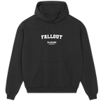 Fallout hoodie – grey men's hoodie with black Fallout letters and Players Couture logo on the chest