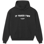 It Takes Two hoodie – grey men's hoodie with black It Takes Two letters and Players Couture logo on the chest