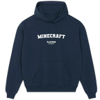 Minecraft hoodie – black men's hoodie with white Minecraft letters and Players Couture logo on the chest
