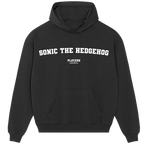 Sonic the Hedgehog hoodie – black men's hoodie with white Sonic the Hedgehog letters and Players Couture logo on the chest