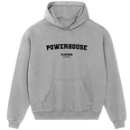 Powerhouse hoodie – navy men's hoodie with white Powerhouse letters and Players Couture logo on the chest