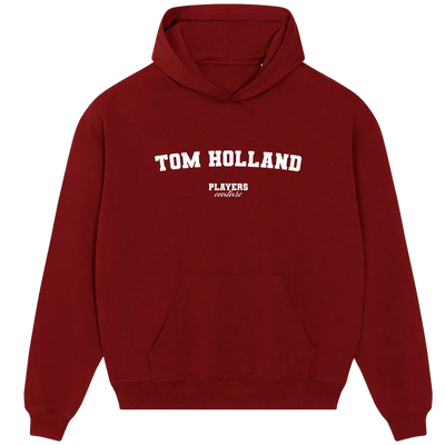 Tom Holland hoodie – navy men's hoodie with white Tom Holland letters and Players Couture logo on the chest