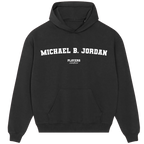 Michael B. Jordan hoodie – navy men's hoodie with white Michael B. Jordan letters and Players Couture logo on the chest