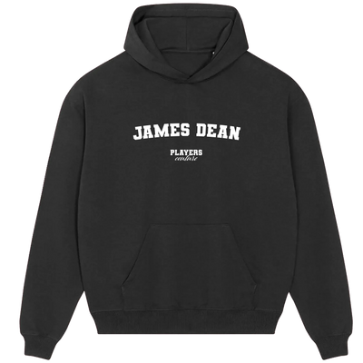 James Dean hoodie – navy men's hoodie with white James Dean letters and Players Couture logo on the chest