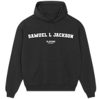 Samuel L Jackson hoodie – navy men's hoodie with white Samuel L Jackson letters and Players Couture logo on the chest