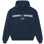 Samuel L Jackson hoodie – black men's hoodie with white Samuel L Jackson letters and Players Couture logo on the chest
