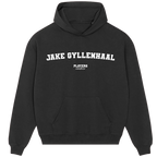 Jake Gyllenhaal hoodie – grey men's hoodie with black Jake Gyllenhaal letters and Players Couture logo on the chest