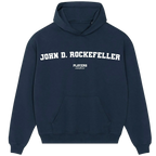 John D. Rockefeller hoodie – black men's hoodie with white John D. Rockefeller letters and Players Couture logo on the chest