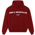 John D. Rockefeller hoodie – grey men's hoodie with black John D. Rockefeller letters and Players Couture logo on the chest