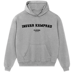 Ingvar Kamprad hoodie – black men's hoodie with white Ingvar Kamprad letters and Players Couture logo on the chest