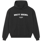 Brett Hoebel hoodie – grey men's hoodie with black Brett Hoebel letters and Players Couture logo on the chest
