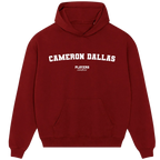 Cameron Dallas hoodie – grey men's hoodie with black Cameron Dallas letters and Players Couture logo on the chest