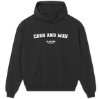 Cash And Mav hoodie – grey men's hoodie with black Cash And Mav letters and Players Couture logo on the chest