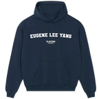 Eugene Lee Yang hoodie – red men's hoodie with white Eugene Lee Yang letters and Players Couture logo on the chest