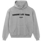 Eugene Lee Yang hoodie – black men's hoodie with white Eugene Lee Yang letters and Players Couture logo on the chest