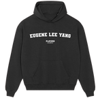 Eugene Lee Yang hoodie – grey men's hoodie with black Eugene Lee Yang letters and Players Couture logo on the chest