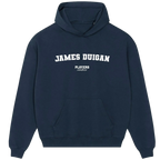 James Duigan hoodie – black men's hoodie with white James Duigan letters and Players Couture logo on the chest