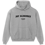 Jay Alvarrez hoodie – red men's hoodie with white Jay Alvarrez letters and Players Couture logo on the chest