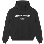 Nick Wooster hoodie – grey men's hoodie with black Nick Wooster letters and Players Couture logo on the chest