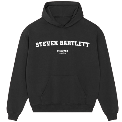 Steven Bartlett hoodie – navy men's hoodie with white Steven Bartlett letters and Players Couture logo on the chest