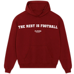 The Rest is Football hoodie – grey men's hoodie with black The Rest is Football letters and Players Couture logo on the chest