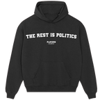 The Rest is Politics hoodie – grey men's hoodie with black The Rest is Politics letters and Players Couture logo on the chest