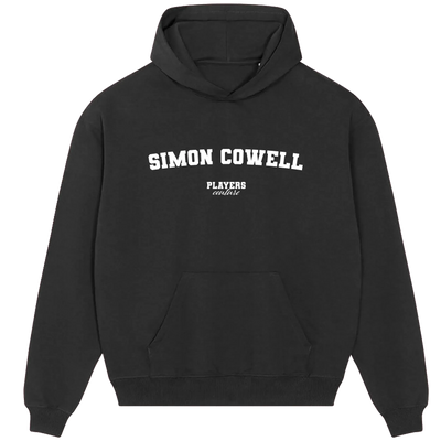 Simon Cowell hoodie – navy men's hoodie with white Simon Cowell letters and Players Couture logo on the chest
