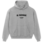 21 Savage hoodie – black men's hoodie with white 21 Savage letters and Players Couture logo on the chest