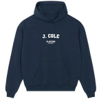 J. Cole hoodie – navy men's hoodie with white J. Cole letters and Players Couture logo on the chest