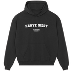 Kanye West hoodie – grey men's hoodie with black Kanye West letters and Players Couture logo on the chest