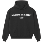 Machine Gun Kelly hoodie – grey men's hoodie with black Machine Gun Kelly letters and Players Couture logo on the chest
