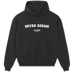 Bryan Adams hoodie – grey men's hoodie with black Bryan Adams letters and Players Couture logo on the chest