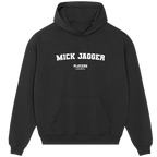 Mick Jagger hoodie – grey men's hoodie with black Mick Jagger letters and Players Couture logo on the chest