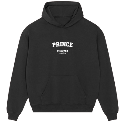 Prince hoodie – navy men's hoodie with white Prince letters and Players Couture logo on the chest