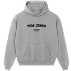 Tom Jones hoodie – navy men's hoodie with white Tom Jones letters and Players Couture logo on the chest