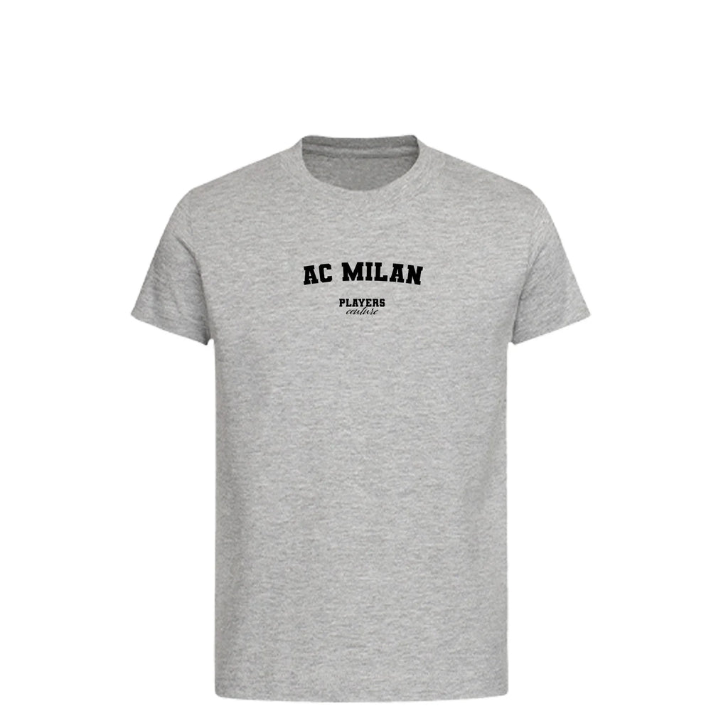 AC Milan t-shirt – grey kids' t-shirt with black AC Milan letters and Players Couture logo on the chest