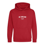 AC Milan hoodie – red kids' hoodie with white AC Milan letters and Players Couture logo on the chest