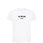 AC Milan t-shirt – white kids' t-shirt with black AC Milan letters and Players Couture logo on the chest