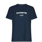 Accrington t-shirt – navy men's t-shirt with white Accrington letters and Players Couture logo on the chest